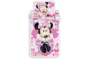 Jerry Fabrics Ropa de Cama para Niños con Cremallera, Diseño Minnie Pink, Funda de Edredón 140 x 200 cm y Funda de Almohada 70 x 90 cm, Poliéster