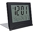 MMOBIEL Digital Clock LCD Travel Alarm Foldable for Desk Top – Day, Date and Temperature Indication – Digital Alarm Clock for Table, Desk - Battery Operated – Black