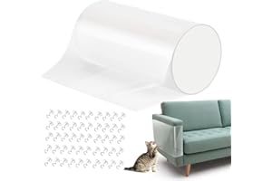 VavoPaw Protege Canape Griffe Chat, 20cm x 500cm Protecteur de Meubles Anti-Rayures pour Chat, Protections Anti-Griffes pour Meubles avec 50 Vis, Protecteurs pour Meubles Porte Mur Canapé en Tissu