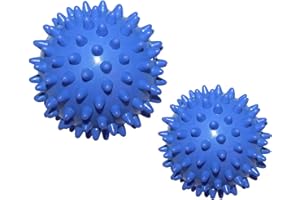 AMOTORFLY Massageball lgelball Set 2er Igelball Hart mit Noppen Stachelball Fitness Noppenball für Fuss Hand Rücken Muskelmassage, Fasciitis Entlastung und Entspannung(7cm/9cm) (blau)