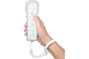 LEIKURVO Télécommande Wii : manette de jeu manette Wii télécommande sans fil connexion capteur de mouvement manette de jeu de remplacement pour console Wii et Wii, avec étui en silicone et dragonne (blanc)