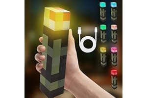 MeiKYing Wall Fackel Nachtlicht Fackel Lampe Wandlampe 28cm, mit 7 Farbe,USB Wiederaufladbar Nachtlampe Kinder, 3D Torch Lamp Nachttischlampe für Kinderzimmer Wohnzimmer Gaming Room Study Room