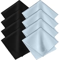 Lingettes Microfibre Pour Lunettes Et Écrans - Lot De 8 - Noir/Bleu - Nettoyage Doux