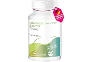 ‎VITAMINTREND Vitamintrend Löwenzahn Extrakt 750mg, 90 Tabletten, hochdosiert 10:1 Löwenzahnwurzelextrakt, Nahrungsergänzungsmittel vegan ohne Magnesiumstearat, in Deutschland hergestellt