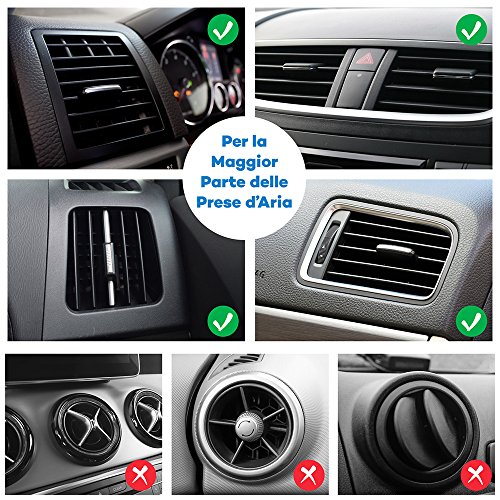Porta Cellulare Auto VAVA Supporto Auto Smartphone per le Prese dâ€™Aria Verticali o Orizzontali dellâ€™Auto, Supporto Magnetico Auto Universale per la Macchina con Design a Doppio Intaglio (Placche Metalliche Incluse) per iPhone 7 / 6 / 6s / 5s / 5 , Galaxy Note 8 / S8, HUAWEI, Xiaomi, One Plus ecc