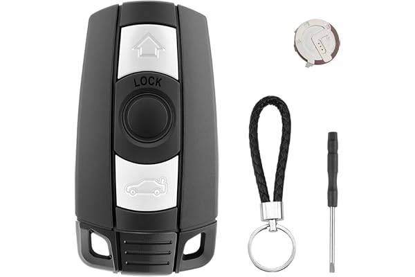 KingYH Boîtier Clé de Voiture avec VL2020 Batterie Rechargeable 3 Touches Télécommande Boîtier Clé de à B-W Série1 2 3 5 6 X1 E81 E82 E87 E88 E89 E90 E91 E92 E93