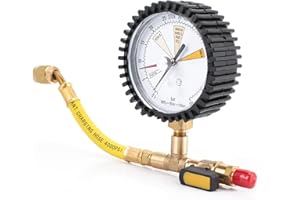 Candeon Nitrogen Gauge, HVAC Refrigeration Diagnostic Tool for R134a R22, R410a R32 AC System Pressure Tester with Replaceable Valve Head Car Central Air Conditioning Kit
