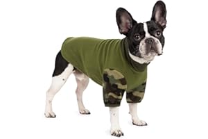 BLUE DREAM ISLAND Dog Fleece Pullover Sweater,Winter Warm Pet Jumper Coat Pajamas, Adjustable Neckline Pet Clothing for Puppy Small Medium Dog_XL(Army Green)