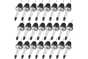 Newk Versatori in Acciaio Inox, 24 Pacchetti di versatori per Bottiglie Classiche con beccuccio Conico e Tappi in Gomma, Adatti per versare liquori, aceto, sciroppo o Oli d'oliva