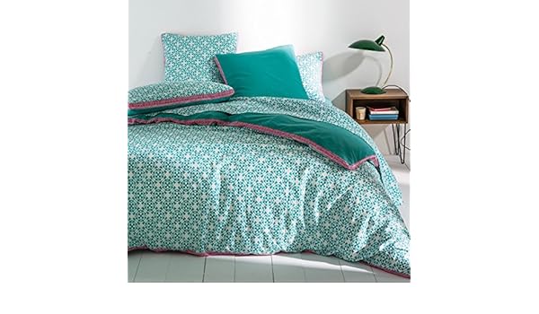 La Redoute Interieurs Pink Tie Print Plain Cotton Percale Fitted