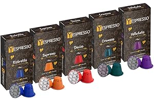 Yespresso 100 Capsule compatibili con Nespresso Box 5 miscele differenti