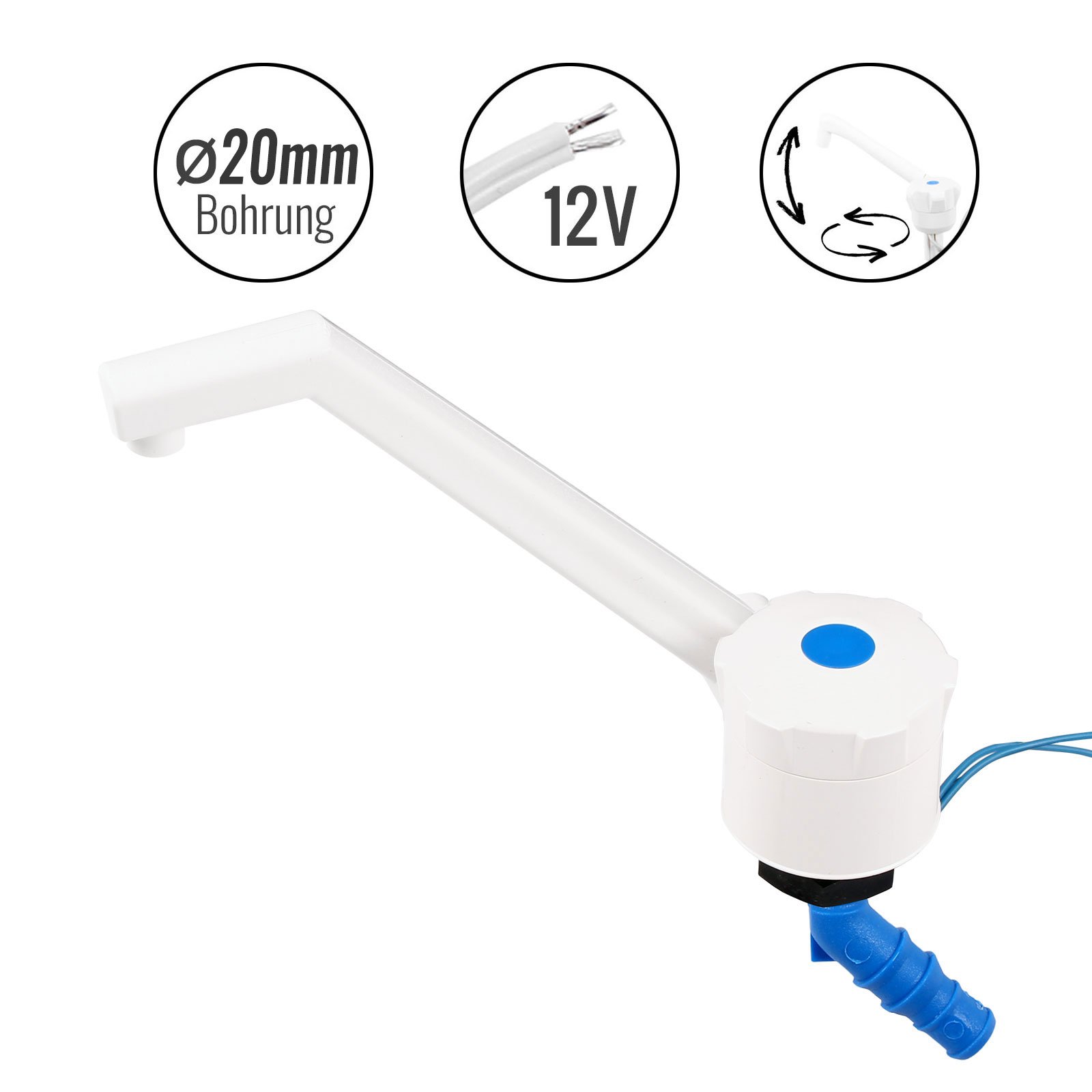 Rubinetto 12V Per Camper - Compatto E Pratico | Reimo | Orientabile | Bianco - Foto 11