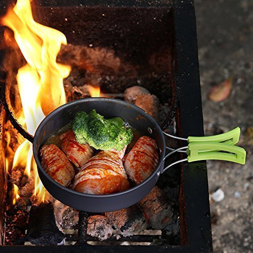 Camping Kochgeschirr Outdoor Campingküche tragbare Kombination Geschirrsets Picknick Reise Küchenausstattung Topf und Pfannenset Pot Pan Sets 1-2 Person - 3