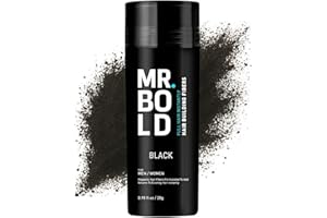 MR.BOLD Hair Fibres BLACK for Thinning Hair, Natural Keratin Hair Fibres for men & Women for Instant Result, Concealer for Thicker, Fuller Hair, Undetectable & Secure, Premium Long-Lasting Hold (28g)