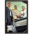 Waltractive Gta 5 Poster with Frame - Sleek Black Framed Poster for wall - 12x18 Inch - Perfect for Gamers and Fans of the Grand Theft Auto v Series