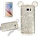Produktbild Girlyard Glitzer Silikon Schutz HandyHülle für Galaxy S7 Edge, Weiche TPU Strass Diamant Maus Ohren Bling Backcover, 3D Kreativ Design Schutzhülle Samsung S7 Edge Flexibel Rubber Etui und Ultra Slim Case für Samsung Galaxy S7 Edge - Weiß