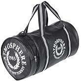 Microcase Unisex Faux Leather 2-Eyed Large Volume Travel Fitness and Duffel Bag Black AL4348 with Hand Holder and Shoulder Strap