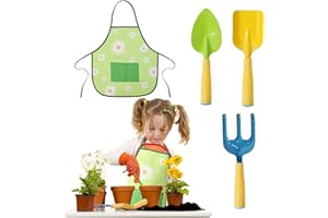 DKINY Kids Gardening Set, Childrens Gardening Tools, Kids Garden Tools, Childrens Gardening Sets, Kids Plant Growing Kit with Apron Shovel Rake Fork, Garden Toys Gifts for Boys Girls