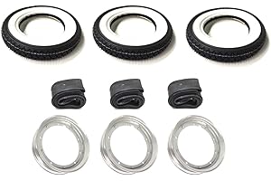 Streetparts24 3 x White Wall Tyres 3.50-10 + Grey Rims + Tubes - Complete Set Suitable for Piaggio Ape 50 TM - Tyres, Rims & Inner Tube