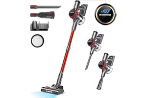 YISORA Aspirapolvere Senza Fili 40KPa, Aspirapolvere Senza Fili Mantiene casa, Autonomia 55 Minuti, Batteria Rimovibile, Aspirapolvere spazzola elettrica per Moquette/Peli di Animali Domestici/Pavimenti