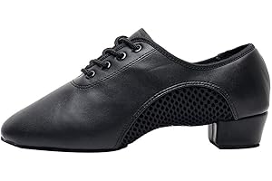 HIPPOSEUS Boys/Men lace-up Dance Shoes Kids Ballroom Dance Practice Shoes Low Heel for Latin Tango Salsa Dance Performence Training