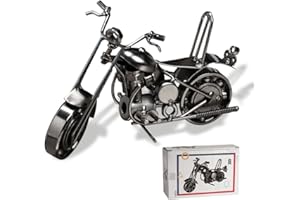 Huture Deko Motorrad Vintage Eisen Kunst Metall Deko Geschenk Motorrad Model Sammlereisen Skulptur Dekoration Motorrad or als lustige Geschenkidee Art Decoration Ornamente für Home Office, srebrny