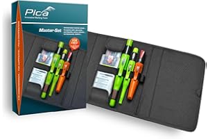Pica 55030 zestaw markerów dla stolarza, ołówków stolarskich – do drewna, szkła, opon, płytek i wielu innych – z torbą, 1 sztuka (1 opakowanie)
