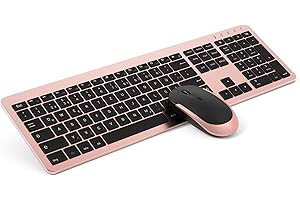 Seenda Rechargeable Keyboard and Mouse Set, Wireless, Full Size, Ultra-Thin, Silent, Ergonomic Keyboard with Silicone Dust Protection for PC, Laptop, Smart TV, etc.