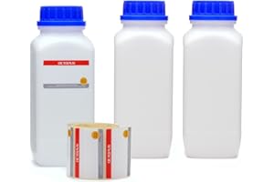 OCTOPUS 3x 1000 ml frascos de boca ancha con tapón de rosca, frascos para productos químicos, frasco de laboratorio