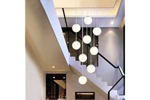 H.W.S Nowoczesna lampa wisząca na klatkę schodową, kula, do jadalni, G9, żyrandol, z regulacją wysokości, designerska lampa sufitowa, biała, lampa wisząca LED, do salonu, kuchni, korytarza, lampa
