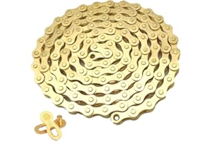 QitinDasen Catena per bicicletta a 10 velocità, 1/2 X 11/128 Inch 116 Collegamenti, con connettore catena a 10 velocità (orato)