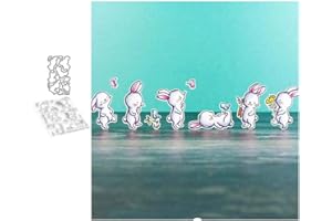 LOTTOYDAY Lottoy Rabbits Party Matrices de découp et Joint en Silicone Joint de Motif Transparent Timbre en Silicone pour Le Bricolage Scrapbooking Photo Album Décorat