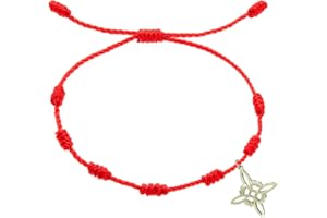 Only faith Pulsera Hilo Rojo 7 Nudos de bruja para mujer Acero Inoxidable cordon rojo del Destino Ajustable amuleto protección y Suerte Hecho a Mano
