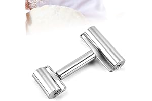 SZTQQING Mattarello in acciaio inox con 2 rulli in acciaio inox per stendere l'impasto per pizza, fondente, torte, biscotti, pasta, pasta e pasta froletta, lavabile in lavastoviglie, perfetto accessorio da