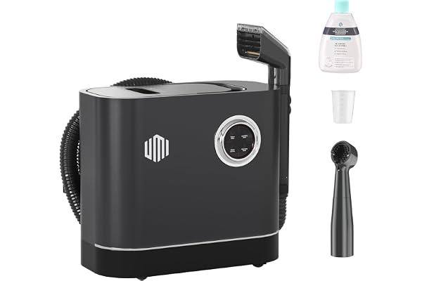 UMI Nettoyeur Vapeur pour Canapé, Shampouineuse avec 4 Modes de Nettoyage, Double Réservoir 1,1 L+1,2 L, Tuyau 1,5 m, Nettoyeur Tapis pour Voiture/Moquette/Tissus, Accessoires Inclus