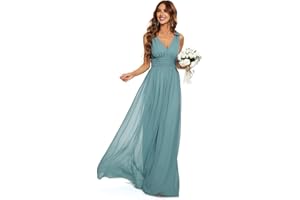 Ever-Pretty Vestito da Cerimonia Donna Linea ad A Stile Impero Chiffon Scollo a V Senza Maniche Abito da Damigella 09016