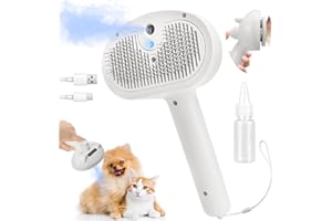 SWEETONE Brosse Chat Vapeur 3 en 1 Autonettoyante - Steamy Peigne de Massage Spray pour Chats et Chiens - Avec Réservoir d'Eau pour Poil Long ou Court