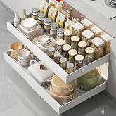 ABJA [ Popular in US Market: Pull-Out Cabinet Organizer] Large 30-50 W*43 L CM Expandable Heavy Duty Rack with Adhesive Nano 