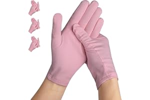 AovYoo 3 Paires Gant Coton Hydratants Eczema, Gants de Travail Minces Contre Névrodermite, Gants Protection l'eczéma pour Peau Sèche et Sensible,Rose