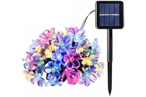 NIWWIN Łańcuch świetlny solarny, 30 diod LED, długość 6,5 m, wielokolorowe lampki LED do ogrodu, na taras, wesele, dekoracja bożonarodzeniowa (kwiat wiśni)