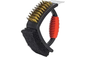 Amig - 3 in 1 Grill Brush | Cleaning Brush for Fireplus Grills, Accessories for Cleaning Grills | Brush, Scraper and Sponge | Grills and Electric Grills | Dimensions: 16.5 x 11.5 x 7 cm