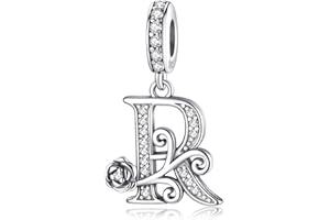 HAPPYSTAR HappySar Alfabet Charms Charms wisiorek dla kobiet srebro wysokiej próby 925 róża litera koralik na zawieszki do bransoletek kompatybilny z europejskimi bransoletkami Pandora