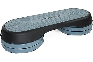 TREXO Aerobic Step 107 x 42 cm per Esercizi Cardio e Allenamento Fitness Altezza Regolabile 10-15-20 cm Resistente in Polipropilene e TPR Step da Aerobica di Alta Qualità fino a 250 kg Grigio|Rosa