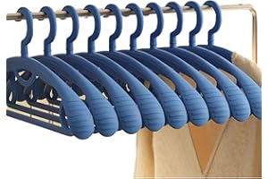 OYUEGE Kunststoff-Kleiderbügel, extra dicker Kunststoff, breite Schulter, für Erwachsene, um 360 Grad drehbar, rutschfest, Standard-Kleiderbügel, ideal für den täglichen Gebrauch, Blau, 10 Stück