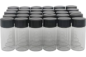 Unxuey Lot de 30 flacons d'échantillons en verre transparent de 5 ml avec bouchon à vis en plastique noir