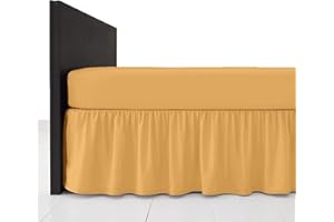 Comfy Nights Mantovana con volant in policotone tinta unita, facile da pulire, in 19 colori (Super King, Latte/Moka)