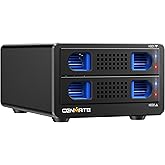 CENMATE Aluminum Dual Bay Hard Drive Enclosure with Cooling Fan for 2.5“/3.5" SATA HDD/SSD with USB A/C 3.0, Support Hot Swap