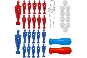 grandeemporio Calcio Balilla Set 22 Giocatori ometti per Calcio Balilla. 11 Blu e 11 Rossi, con Quattro 4 manopole Rosse e Quattro 4 Blu. Palline in Omaggio.