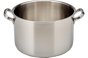 Pentole Agnelli ALIX104ALIN24 Casseruola Alta con 2 Maniglie in acciaio, Trilaminato Alluminio-Acciaio per induzione, 24 cm