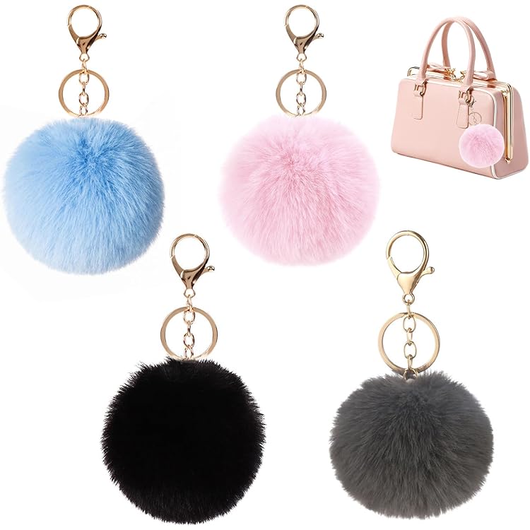 Pom Pom Sleutelhanger Leuke Kersen Sleutelhanger Pluizige Accessoires Kersen Tas Charms Portemonnee Charms Auto Tas Charm Handtassen Hanger voor Vrouwen Meisje Verjaardag Kerstcadeaus Kous Stuffers